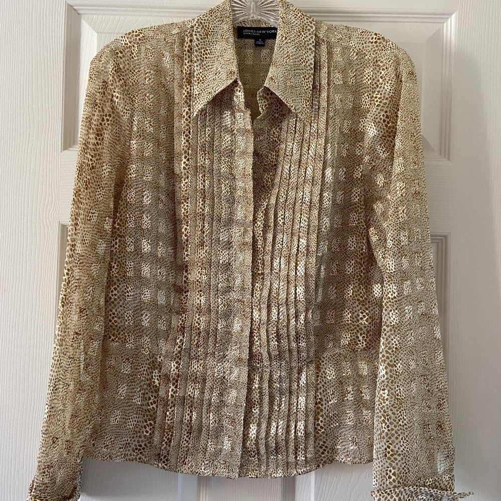 Jones New York Gold & Cream Shimmery Blouse
